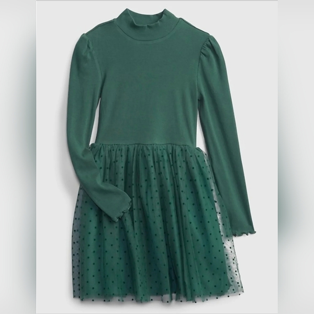 Gap Kids Ribbed-Knit Mix-Media Print Dress ( size XS )